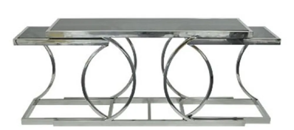 Mega-Angebot Casa Padrino designer living room console table with glass tops silver 150 x 43 x H. 75 cm - Luxury Furniture