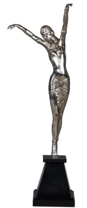 Begrenztes Angebot Casa Padrino Luxury Bronze Figure Cleopatra Silver / Black 15 x 15 x H. 71 cm - Deco Figure on Wooden Base