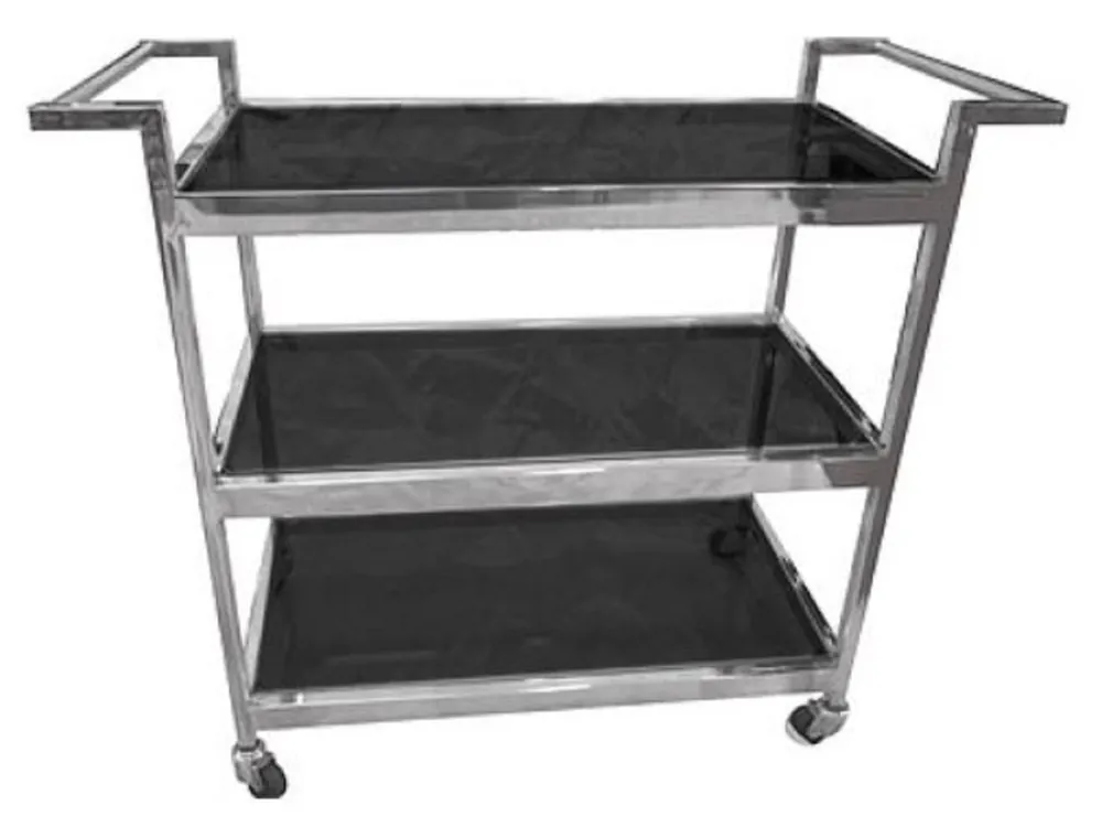 Casa Padrino luxury serving trolley silver / black 93 x 40 x H. 79 cm - Hotel Restaurant Gastronomie Trolley Sale
