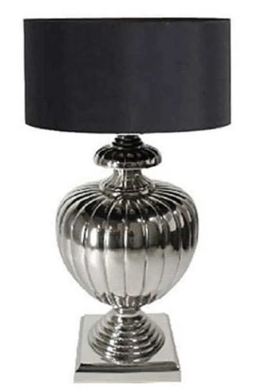 Casa Padrino luxury table lamp silver / black Ø 40 x H. 80 cm - Brass Table Lamp with Lampshade Top-Angebot