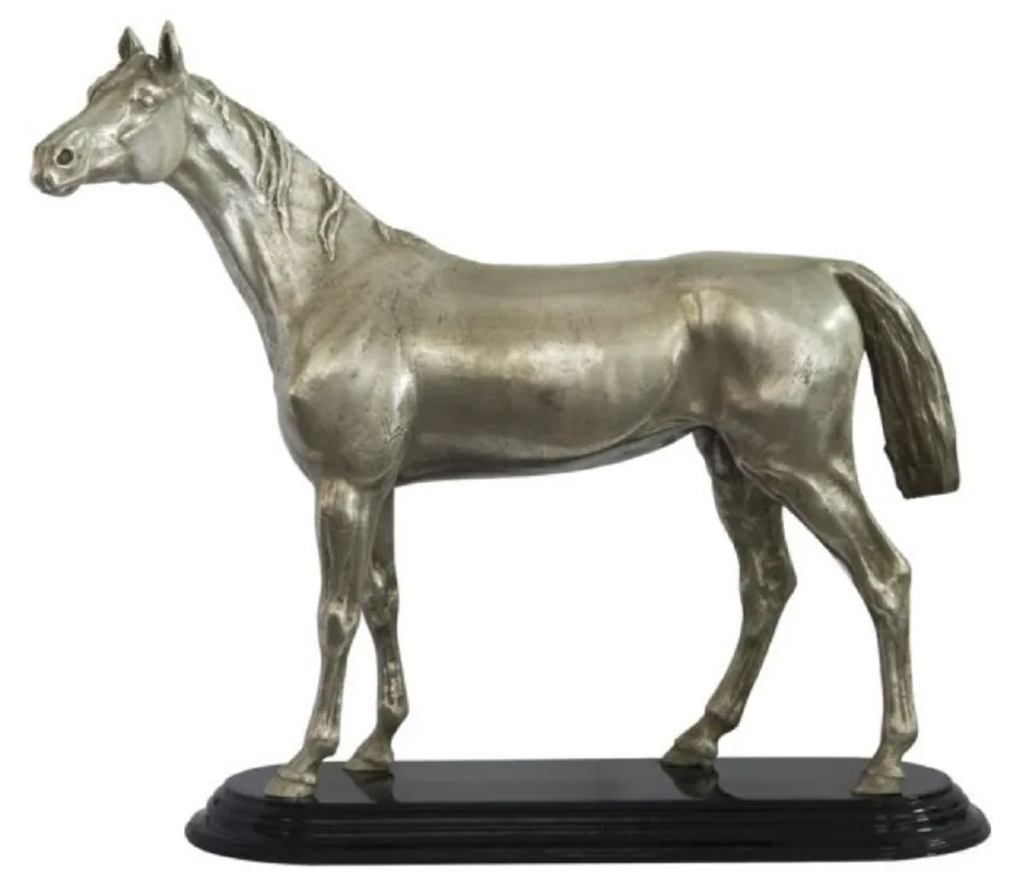 Casa Padrino luxury bronze sculpture horse silver / black 36 x 13 x H. 32 cm - Silvered Decoration Figure Neue Ware