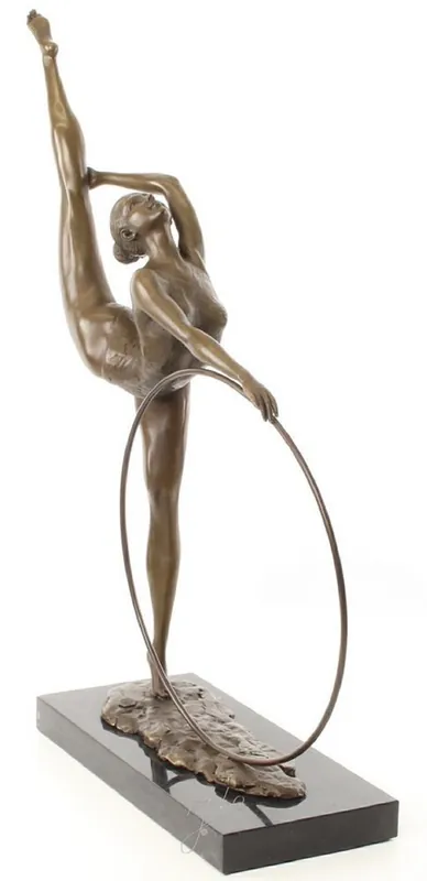 Casa Padrino luxury bronze figure hula hoop dancer bronze / black 46.2 x 14.2 x H. 57 cm - Deco Bronze Sculpture with Marble Base Jetzt Kaufen