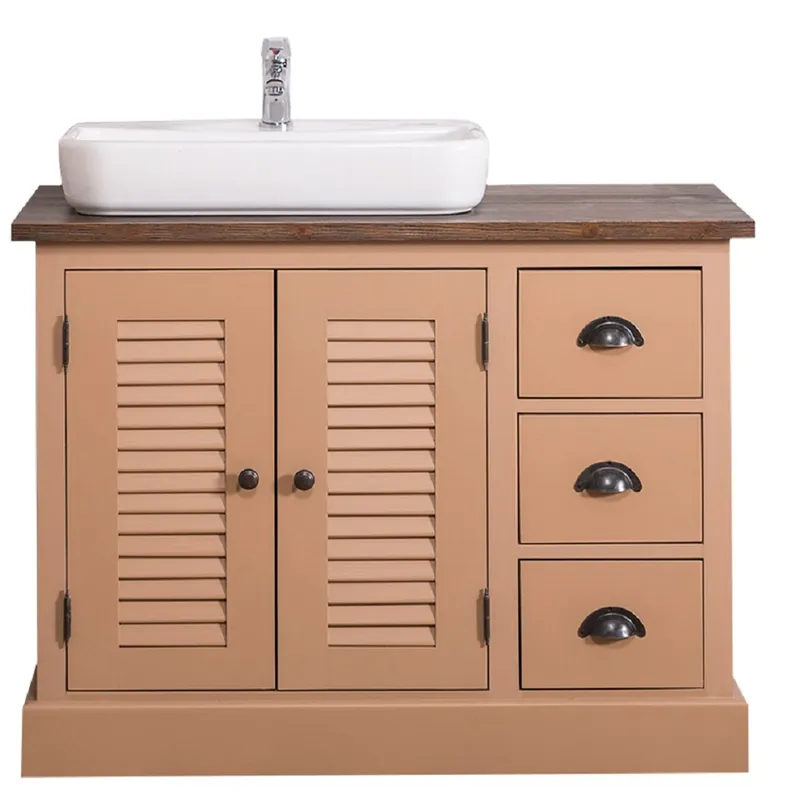 Casa Padrino country style solid wood washbasin cabinet brown / dark brown 100 x 51 x H. 75 cm - Country Style Bathroom Furniture Preisreduziert
