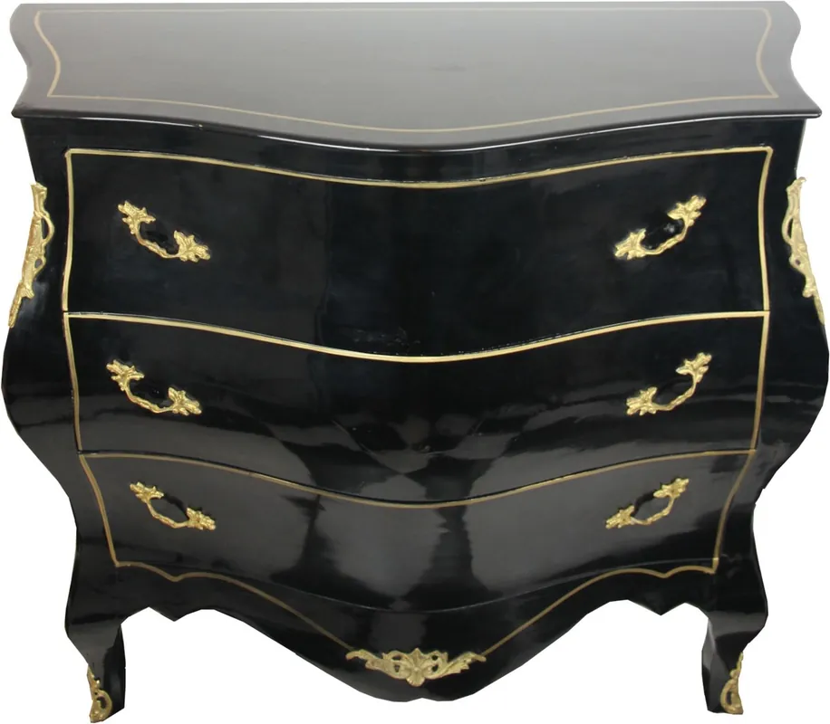 Casa Padrino Baroque Dresser Black / Gold Width 120 cm - Antique style furniture Neuheit