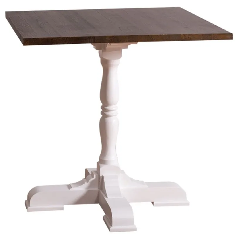 Casa Padrino Country Style Dining Table White / Dark Brown 80 x 80 x H. 78 cm - Kitchen Table in Country Style Expressversand