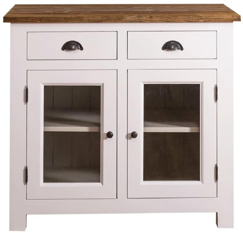 Letzte Chance Casa Padrino country style kitchen cabinet with 2 glass doors and 2 drawers white / gray / brown 100 x 65 x H. 90 cm - Kitchen Furniture in Country Style