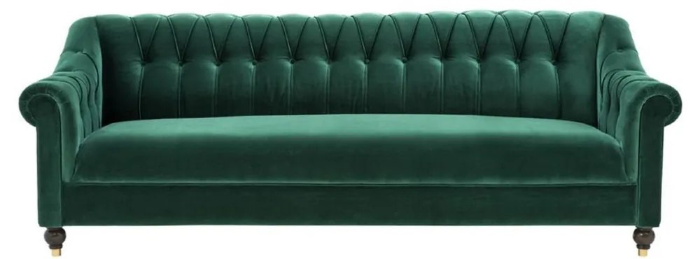 Garantierte Lieferung Casa Padrino Luxury Chesterfield Living Room Sofa Green / Brown / Gold 230 x 90 x H 81.5 cm - Luxury Quality