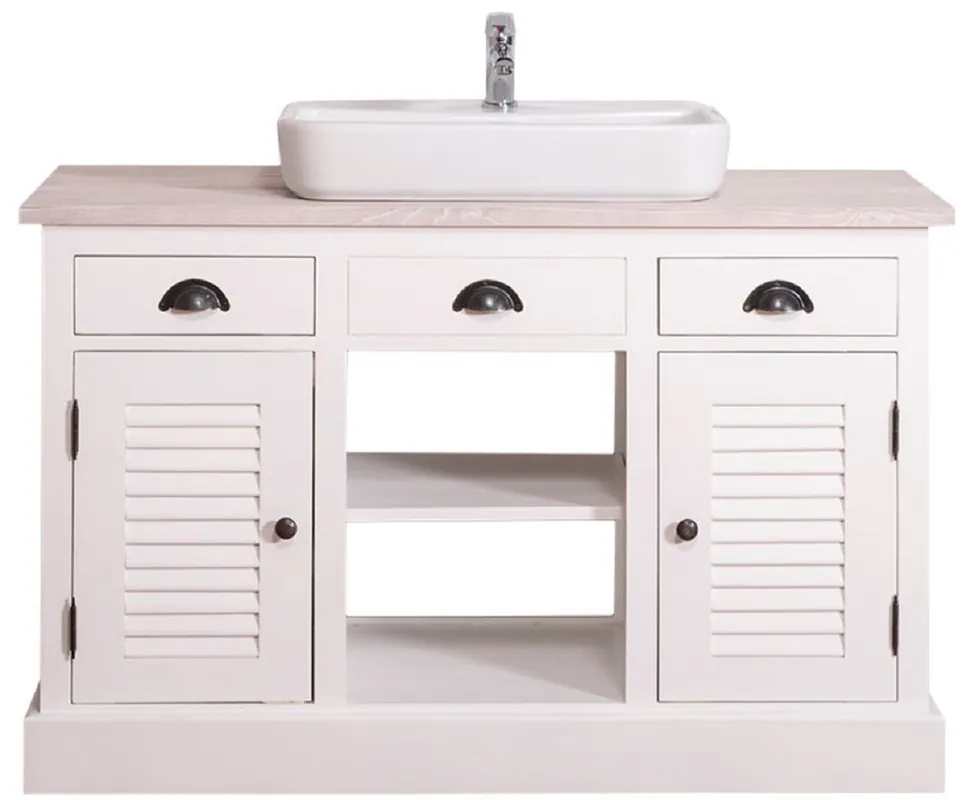Markenprodukt Casa Padrino country style washbasin cabinet white / light gray 120 x 51 x H. 75 cm - Washbasin Cabinet with 2 Doors and 3 Drawers