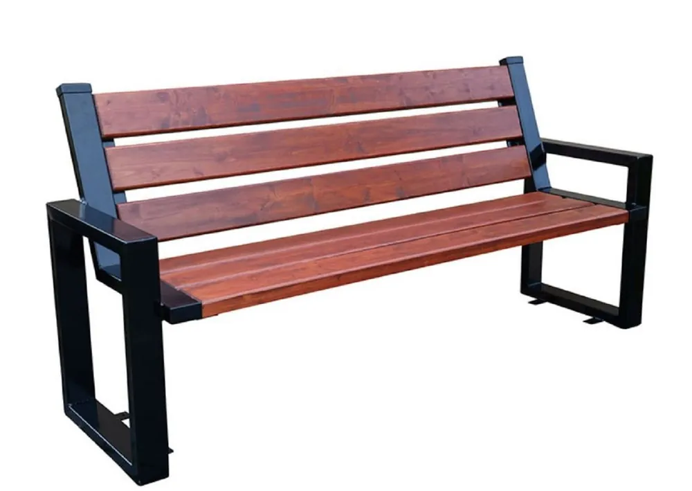 Casa Padrino Luxury Garden Bench Dark Brown / Black 150 x 40 x H. 90 cm - Modern Bench with Armrests Top-Seller