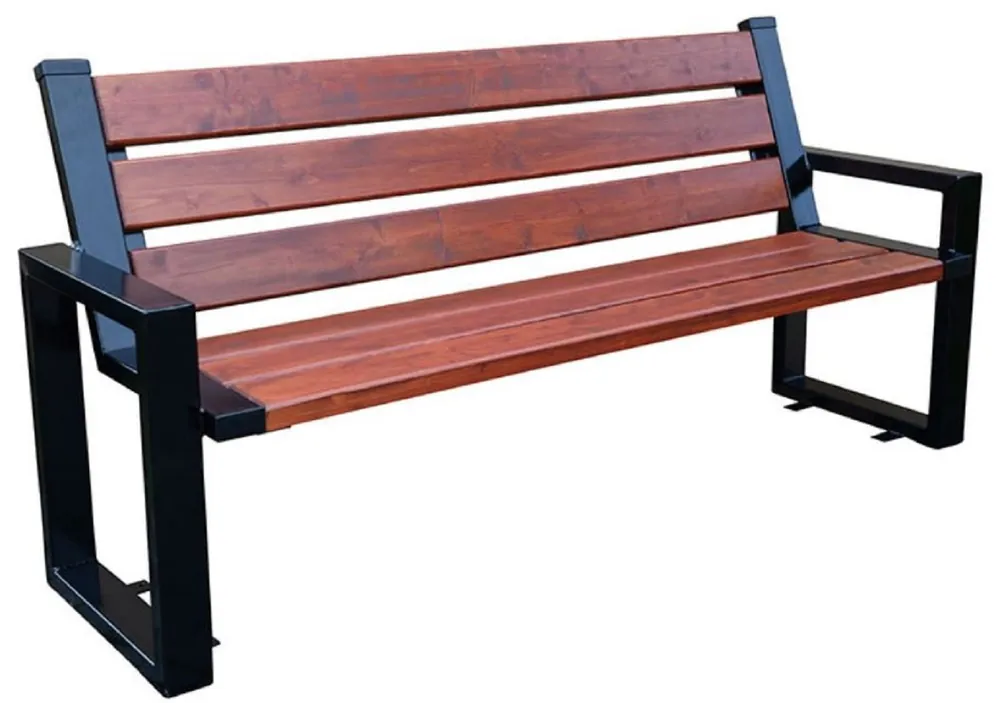 Casa Padrino Luxury Garden Bench Dark Brown / Black 180 x 40 x H. 90 cm - Modern Bench with Armrests Sofort Bestellen