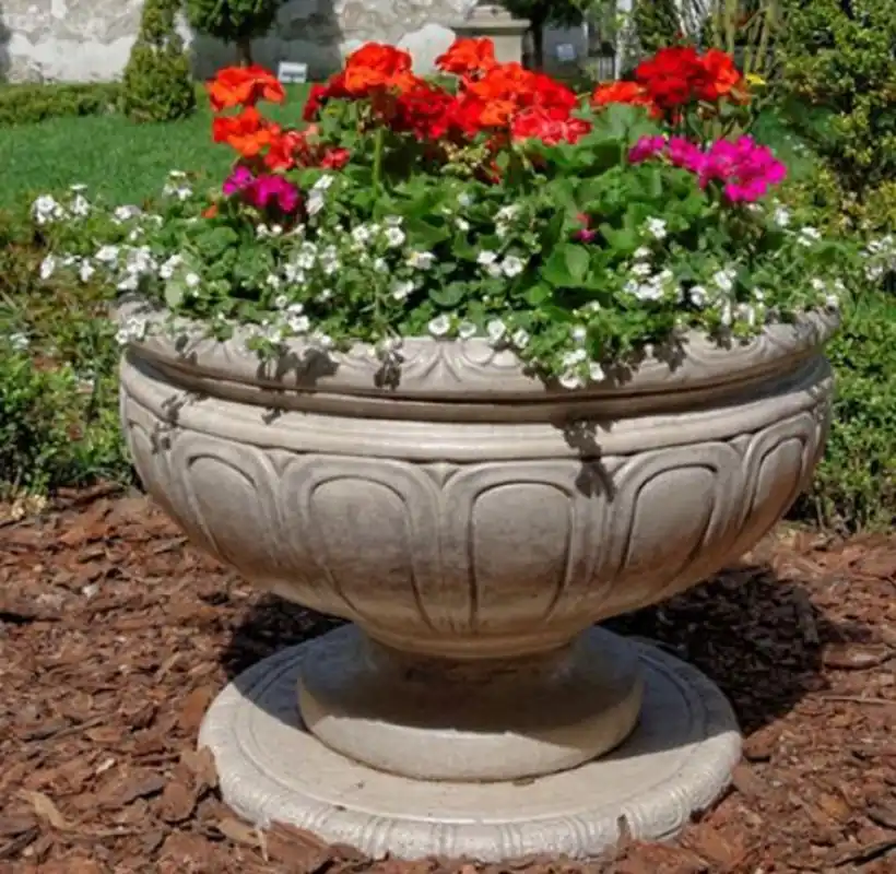 Ausverkauf Casa Padrino Baroque Flower Pot Gray Ø 80 x H. 52 cm - Round Magnificent Plant Pot in Baroque Style