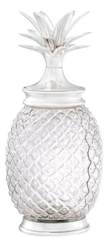 Casa Padrino luxury storage jar with lid in pineapple design silver Ø 16.5 x H. 36.5 cm - Designer Deco Accessories Echt