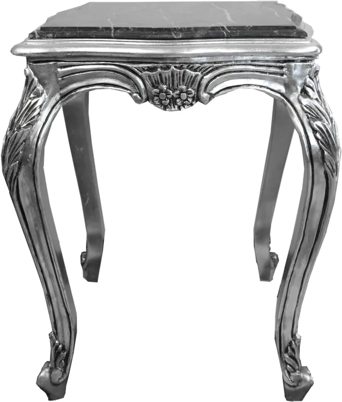 Casa Padrino Baroque side table silver with black marble top 52 x 52 x h. 65 cm - Baroque furniture side table Top-Angebot