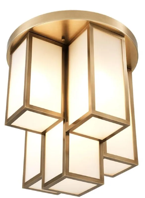 Casa Padrino luxury ceiling lamp antique brass / white Ø 50 x H. 53.5 cm - Luxury Quality Geprüft