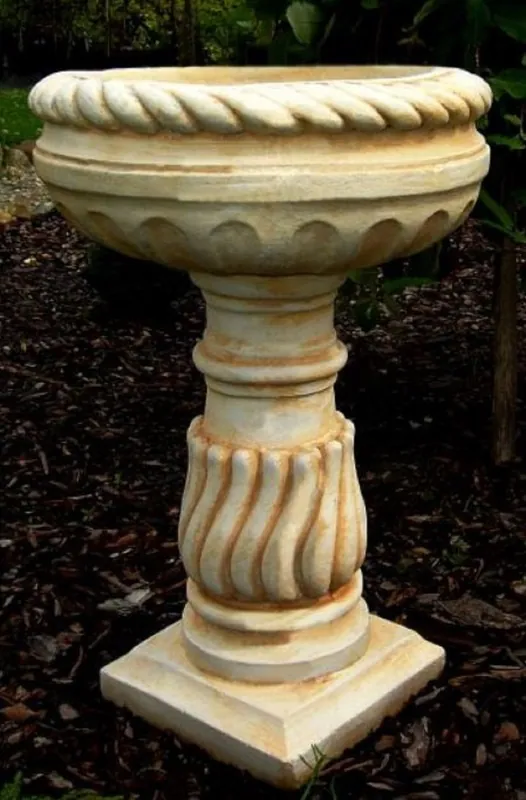 Begrenztes Angebot Casa Padrino Baroque Flowerpot with Pedestal White / Beige Ø 40 x H. 65 cm - Round Magnificent Plant Pot in Baroque Style - Flower Tub - Planter
