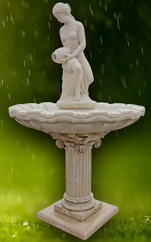 Top-Angebot Casa Padrino Art Nouveau Garden Fountain Woman with Jug Gray Ø 125 x H. 203 cm - Baroque & Art Nouveau Garden Deco Accessories