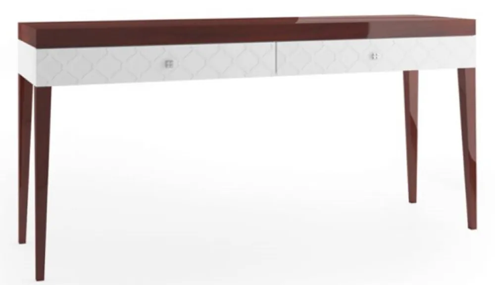 Angebot Casa Padrino luxury console table with 2 drawers glossy brown / white 171.4 x 45 x H. 83 cm - Luxury Furniture