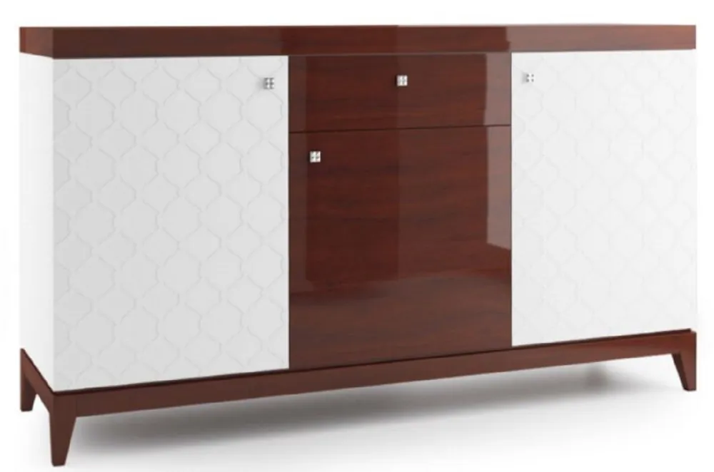 Letzte Chance Casa Padrino luxury dresser with 3 doors and drawer white / glossy brown 171.4 x 45 x H. 96.6 cm - Luxury Furniture