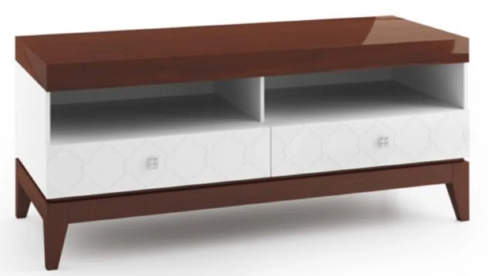Casa Padrino luxury sideboard with 2 drawers white / glossy brown 111.2 x 45 x H. 49 cm - Living Room Furniture Markenprodukt