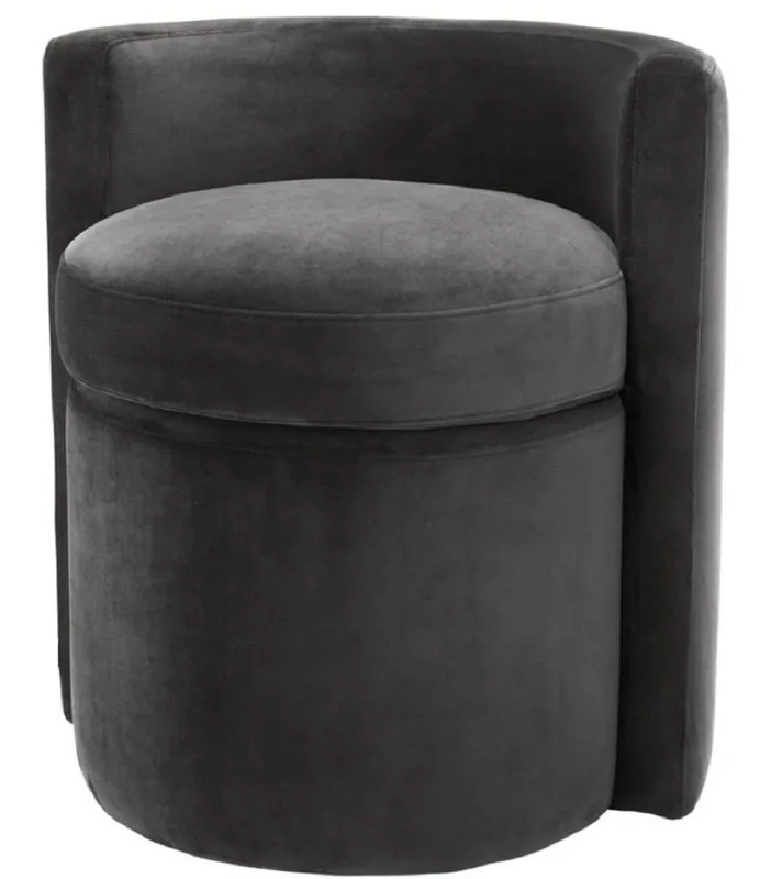 Markenware Casa Padrino Designer Armchair Dark Gray 61 x 57 x H. 64 cm - Round Velvet Armchair - Luxury Furniture