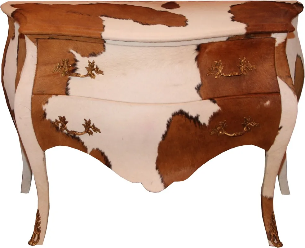 Wochenendangebot Casa Padrino Baroque Commode Cowhide Brown / White - unique cabinet