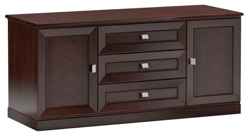 Jetzt Bestellen Casa Padrino Luxury Sideboard with 2 Doors and 3 Drawers Dark Brown / Silver 135 x 44.2 x H. 85.5 cm - Living Room Furniture