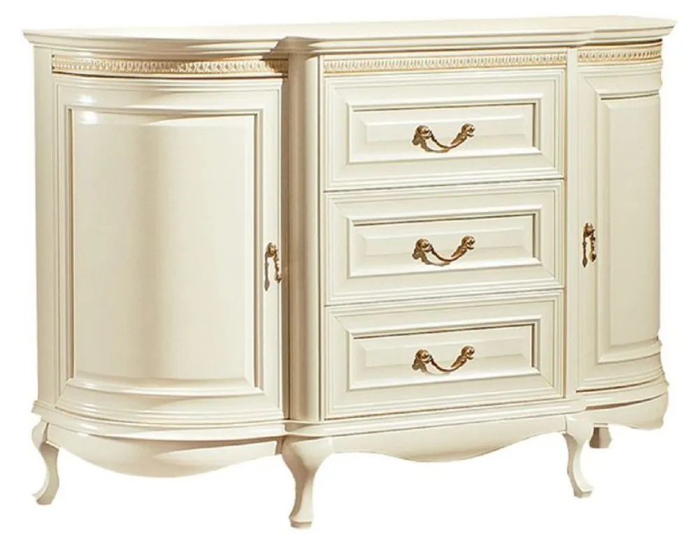 Casa Padrino Luxury Baroque Chest of Drawers Cream / Gold 128.4 x 46.7 x H. 87.7 cm - Sumptuous Dresser with 2 Doors and 3 Drawers - Luxury Quality Abverkauf