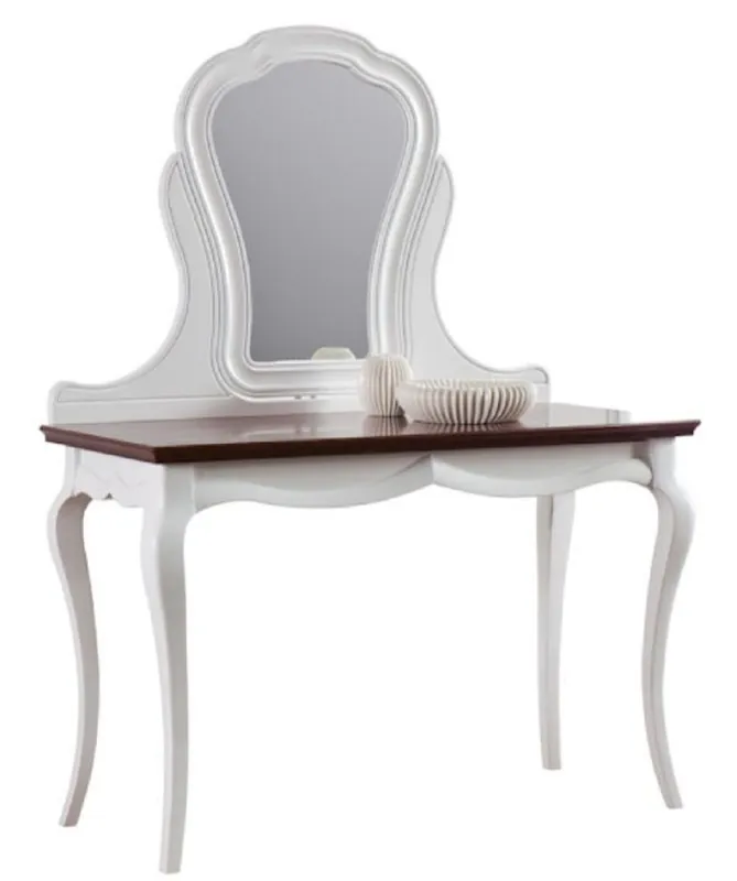 Casa Padrino Luxury Art Deco Make-Up Table White / Dark Brown 118 x 56.2 x H. 157.5 cm - Noble Make-Up Console Super-Preis