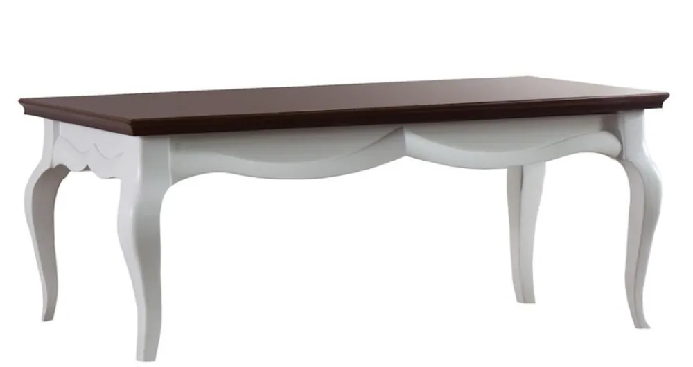 Casa Padrino Luxury Art Deco Coffee Table White / Dark Brown 100 x 70 x H. 47 cm - Living Room Furniture Günstig