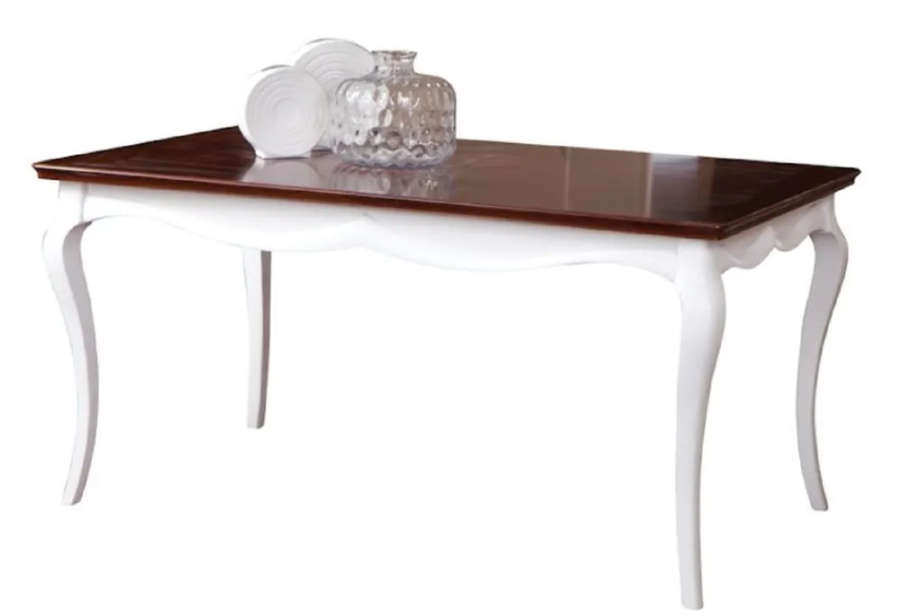 Kracherpreis Casa Padrino Luxury Art Deco Dining Table White / Dark Brown 160-250 x 90 x H. 77.5 cm - Extendable Kitchen Table