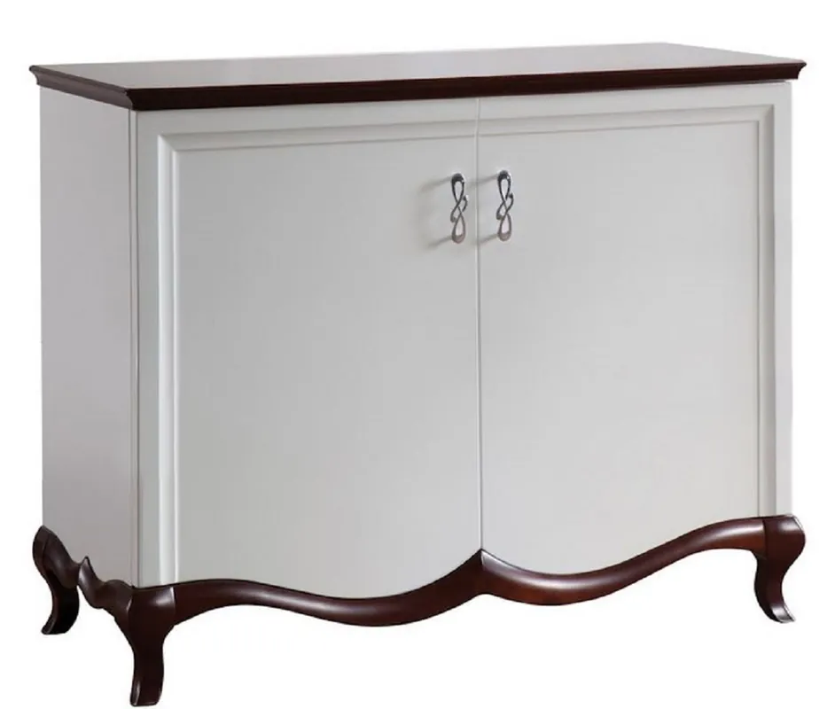 Casa Padrino Luxury Art Deco Cabinet with 2 Doors White / Dark Brown 114 x 46.5 x H. 90.2 cm - Luxury Furniture Super-Preis