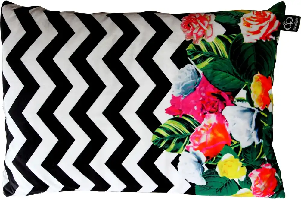 Casa Padrino Luxury Cushion Miami Flowers 35 x 55 cm - finest velvet fabric - deco living room cushion Casa Padrino Luxury Cushion Miami Flowers 35 x 55 cm - finest velvet fabric - deco living room cushion Sofort Bestellen