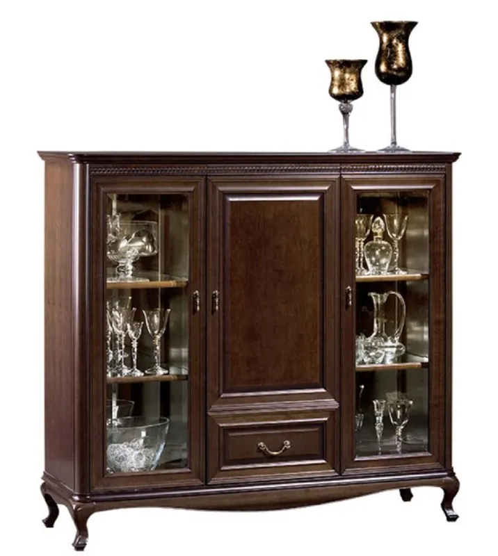 Casa Padrino Luxury Art Nouveau Living Room Cabinet with 3 Doors and Drawer Dark Brown 148.3 x 45.6 x H. 133.2 cm - Luxury Quality Neue Kollektion