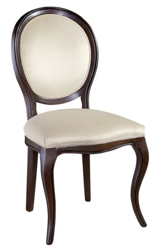 Finale Aktion Casa Padrino Luxury Art Nouveau Dining Chair Dark Brown / Cream 51 x 44 x H. 99 cm - Baroque & Art Nouveau Dining Room Furniture