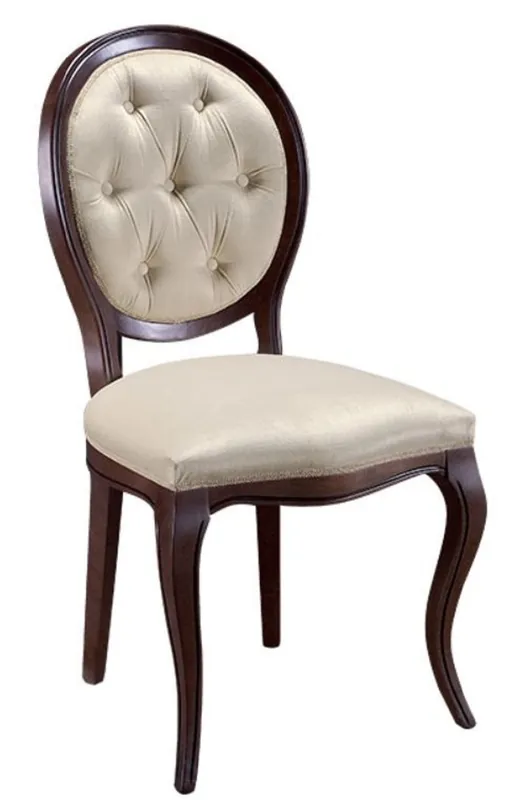 Casa Padrino Luxury Art Nouveau Chesterfield Dining Chair Dark Brown / Cream 51 x 44 x H. 99 cm - Baroque & Art Nouveau Dining Room Furniture Mega-Angebot