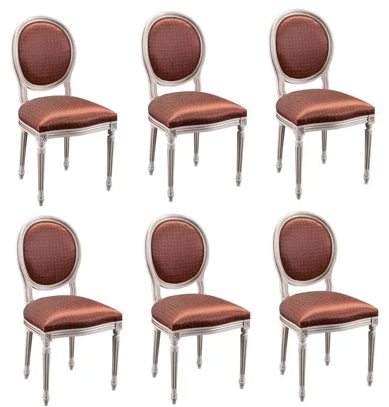 Casa Padrino Luxury Baroque Dining Set Cream / Gold / Orange 49 x 43.5 x H. 98 cm - 6 Dining Chairs - Dining Room Furniture Garantierte Lieferung
