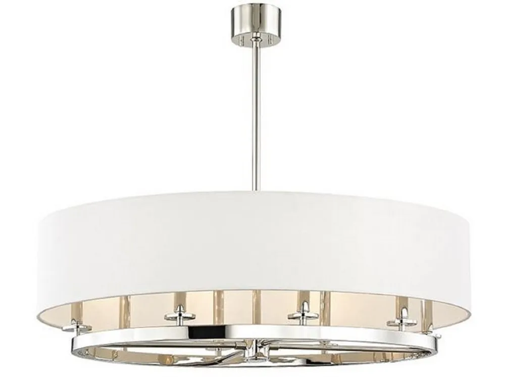Neuheit Casa Padrino luxury hanging lamp silver / cream Ø 51.4 x H 29.9 cm - Round Metal Hanging Lamp with Linen Fabric