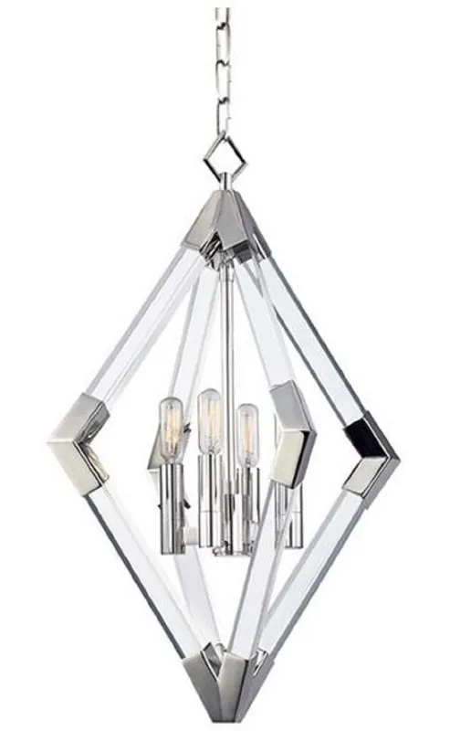 Casa Padrino luxury pendant light silver 43.8 x 43.8 x H. 61 cm - Pendant Light with Acrylic Diamond Frame and Metal Accents Jetzt Kaufen