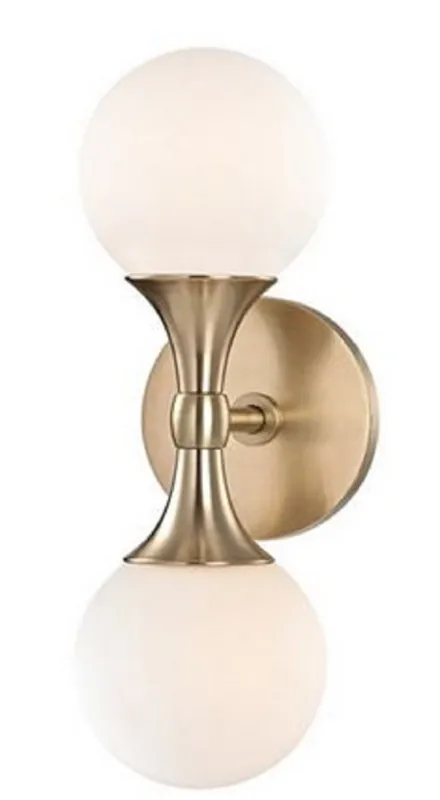 Abverkauf Casa Padrino Luxury LED Wall Lamp Antique Brass / White 12.1 x 15.2 x H. 34.2 cm - Wall Light with Spherical Glass Lampshades