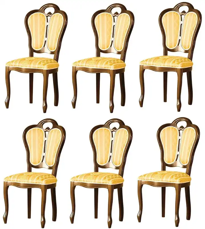 Heißes Angebot Casa Padrino Luxury Baroque Dining Room Set Brown / White / Gold 48 x 43 x H. 104.5 cm - 6 Dining Chairs - Baroque Dining Room Furniture
