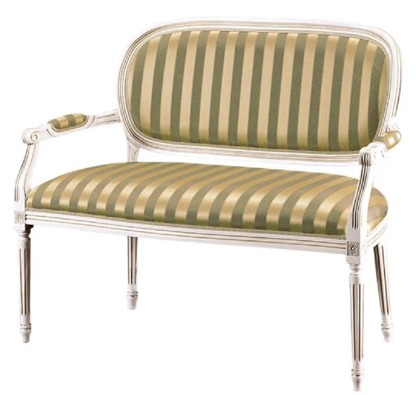 Casa Padrino Luxury Baroque Bench White / Green / Gold 121 x 51 x H. 98 cm - Baroque Furniture Mega-Angebot