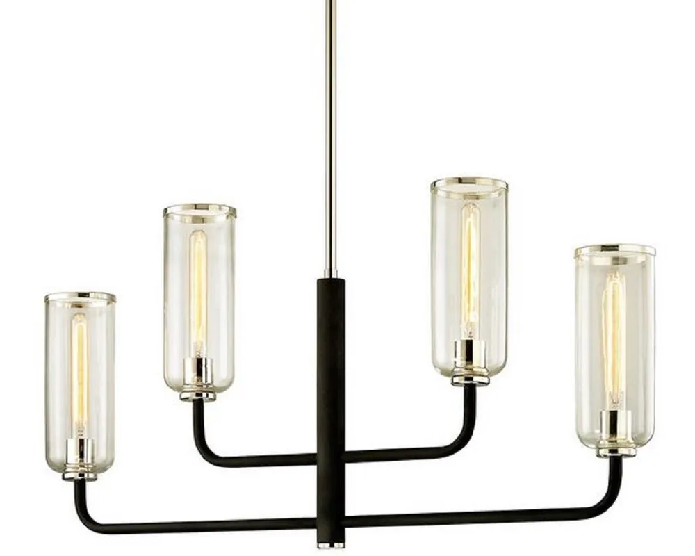 Highlight Casa Padrino luxury chandelier black / silver 109.2 x 12.1 x H. 55.9 cm - Chandelier with Glass Lampshades