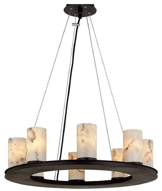 Casa Padrino luxury pendant light black / white Ø 63.5 x H. 19.1 cm - Round Pendant Lamp with Marble Lampshades Heißes Angebot