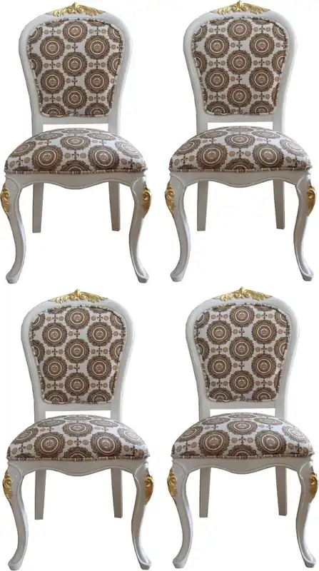 Top-Angebot Pompöös by Casa Padrino Luxury Baroque Dining Chairs with Crown White / Gold - Pompöös Baroque Chairs designed by Harald Glööckler - 4 Dining Chairs - Baroque Dining Room Furniture
