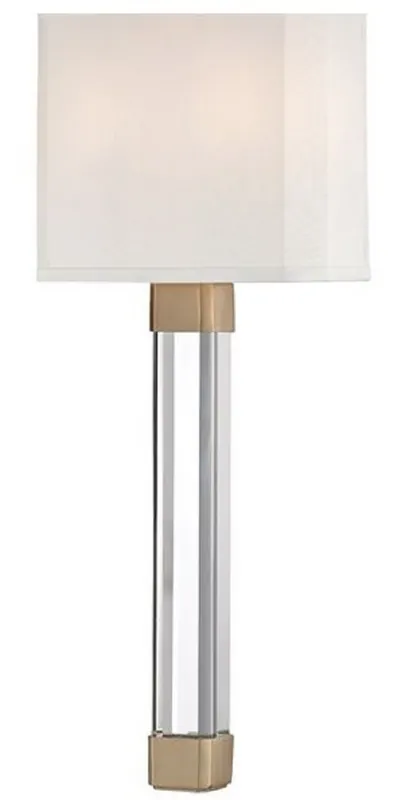 Casa Padrino luxury wall lamp antique brass / white 22.9 x 10.2 x H. 54.6 cm - Modern Wall Sconce with Crystal Glass and Silk Lampshade Neue Ware