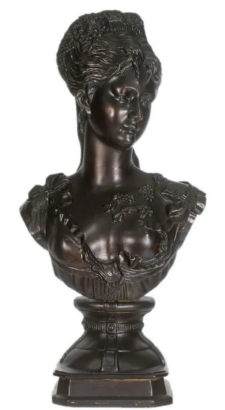 Casa Padrino Baroque Ladies Bust Black 37 x 22 x H. 70 cm - Deco Figure in Baroque Style Billig