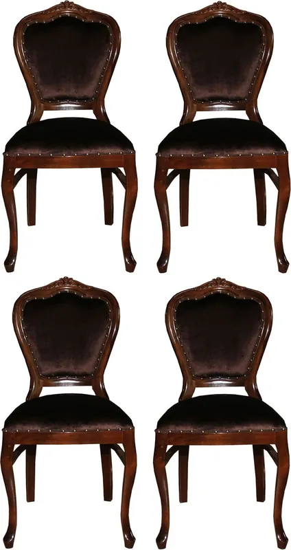 Casa Padrino Luxury Baroque Dining Set Brown / Brown 45 x 46 x H. 99 cm - 4 Handmade Dining Chairs - Baroque Dining Room Furniture Bestpreis