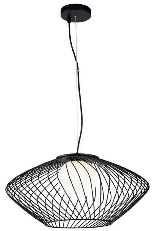 Top-Preis Casa Padrino luxury hanging lamp black / white Ø 52 x H. 24 cm - Height Adjustable Metal Pendant Lamp with Glass Lampshade