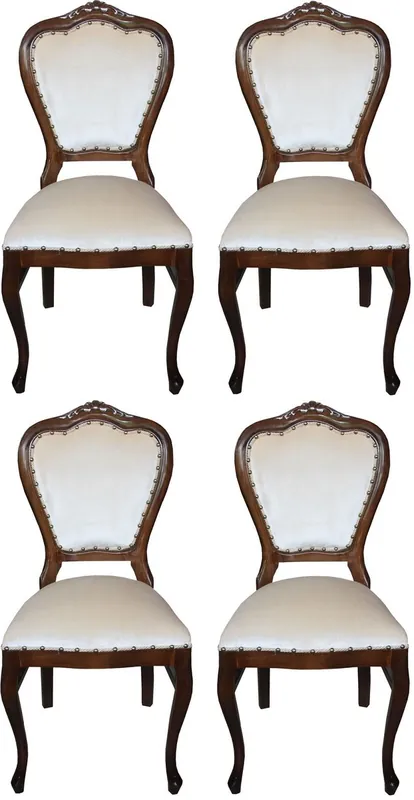 Neuheit Casa Padrino Luxury Baroque Dining Set Cream / Brown 45 x 46 x H. 99 cm - 4 Handmade Dining Chairs - Baroque Dining Room Furniture