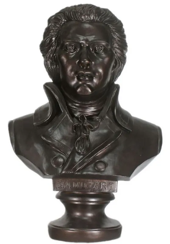 Casa Padrino Baroque Mozart Bust Black 50 x 25 x H. 65 cm - Deco Figure in Baroque Style Markenware
